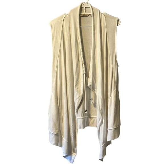 Athleta‎ Mindset Vest Draped Open Cardigan Women Size Medium White Terry Cloth - Picture 1 of 11